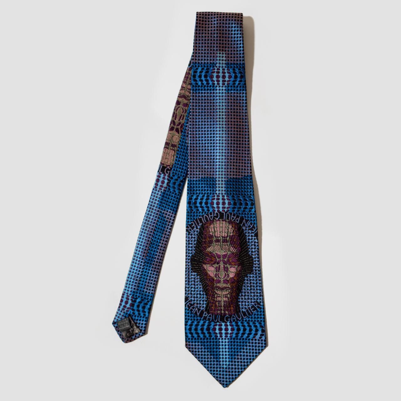 Pre-owned Jean Paul Gaultier Fall 1995 'cyber' Victor Vasarely Silk Tie In Blue