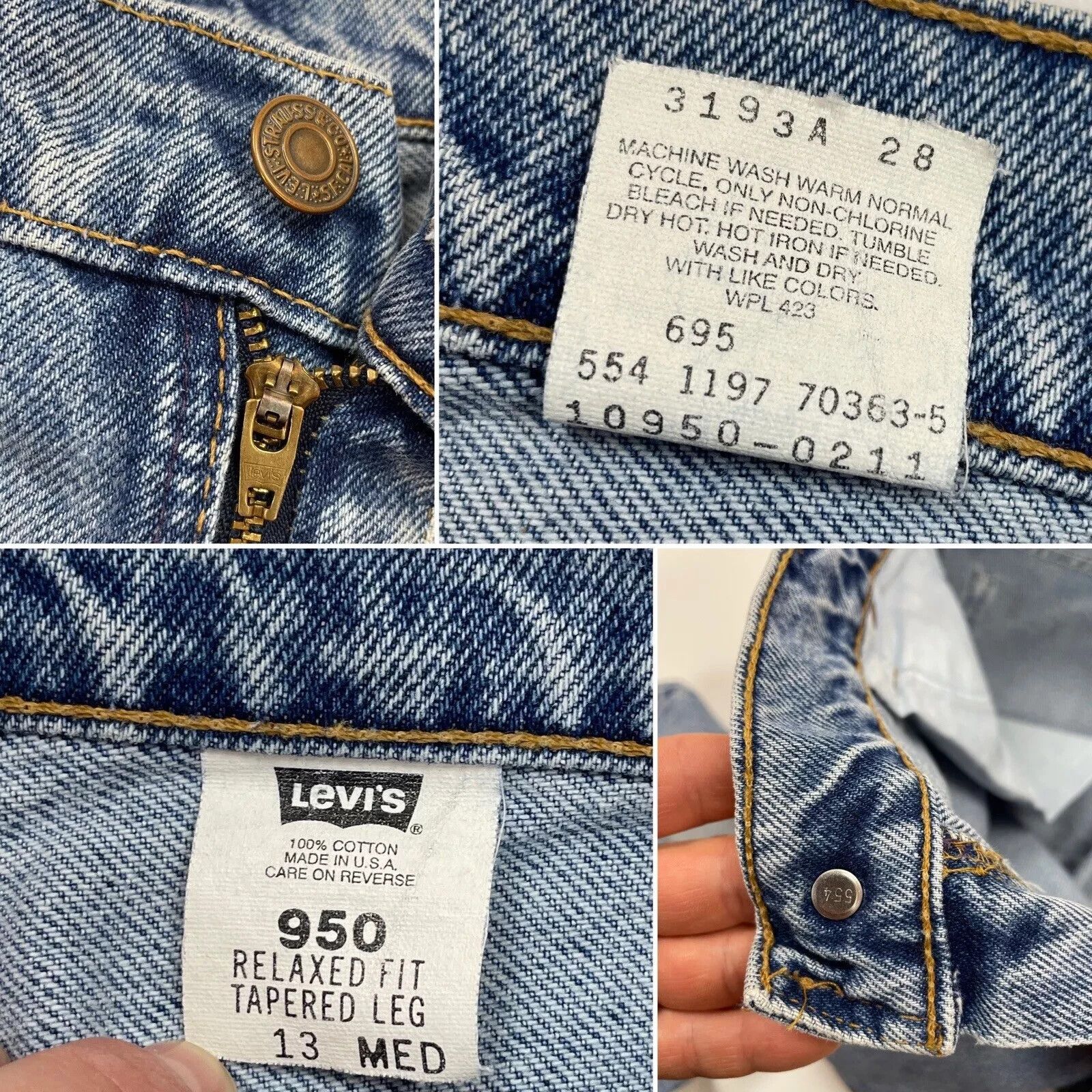 Levi's Vintage 1990s Levi’s 950 Men Jeans Tapered Leg Made in USA Size US 28 / EU 44 - 6 Thumbnail