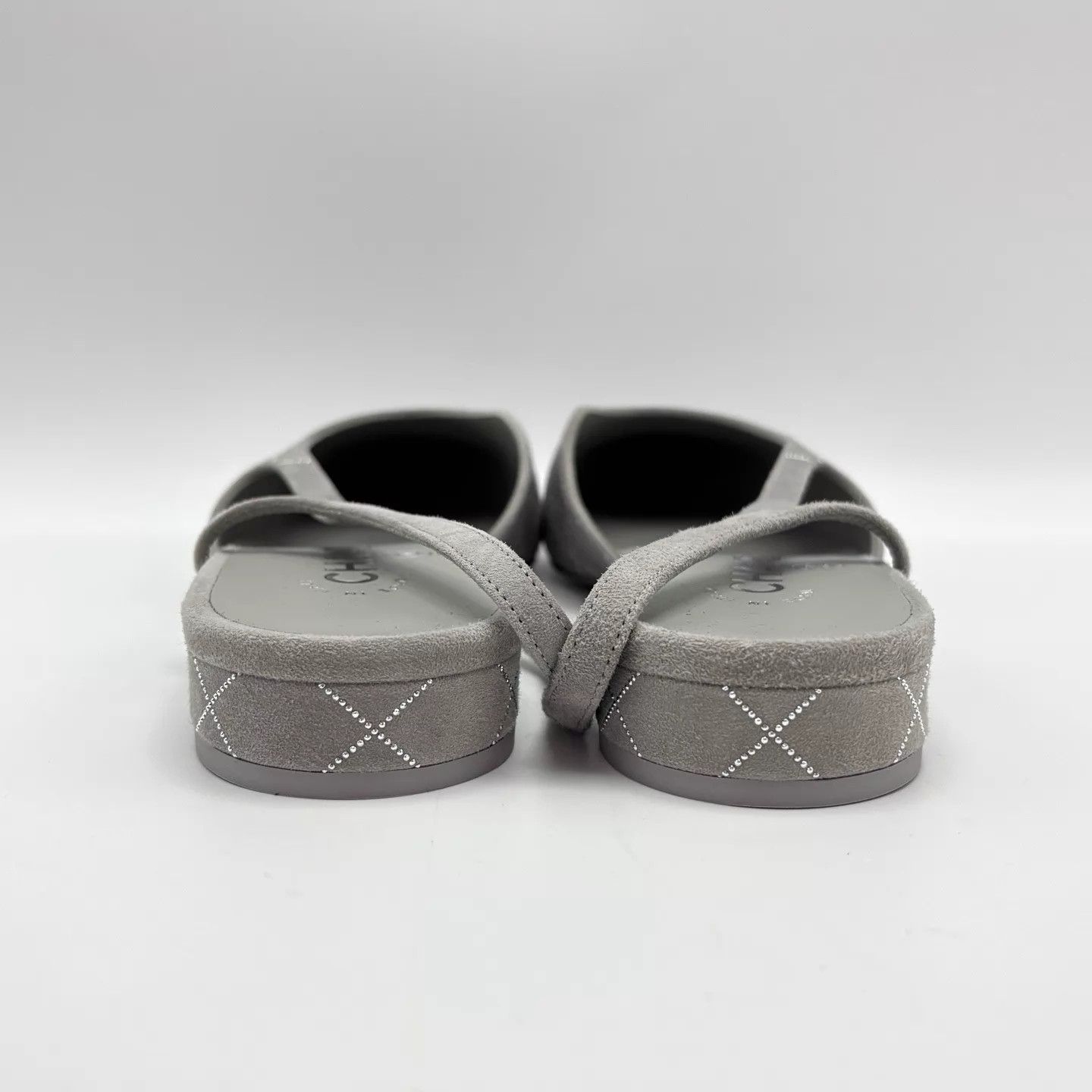 Chanel CHANEL 25C Gray Quilted Crystal Slingback Size US 7 / IT 37 - 2 Thumbnail