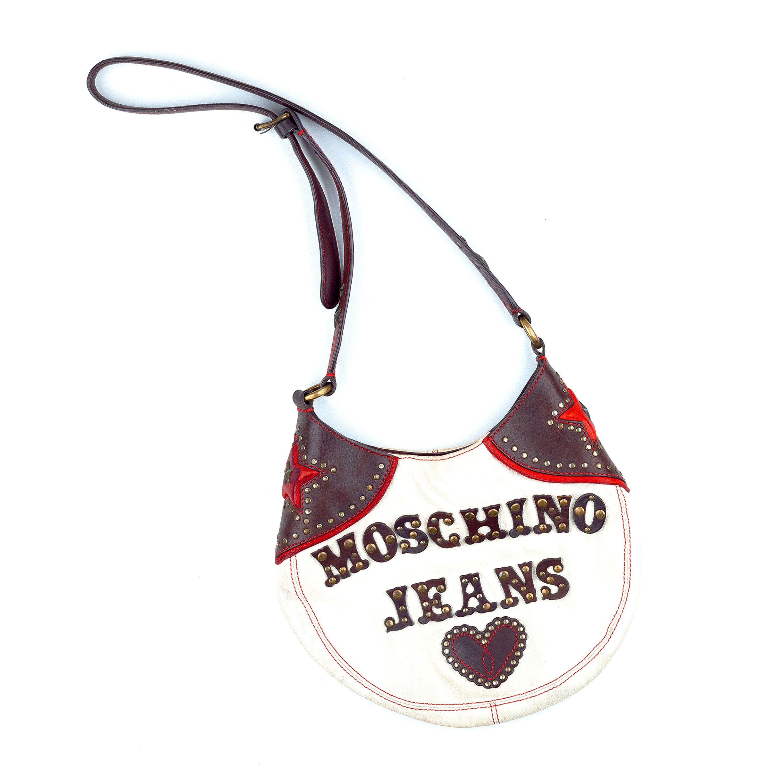 Moschino Moschino Vintage Cowboy White/Brown Leather Crossbody Bag Size ONE SIZE - 1 Thumbnail