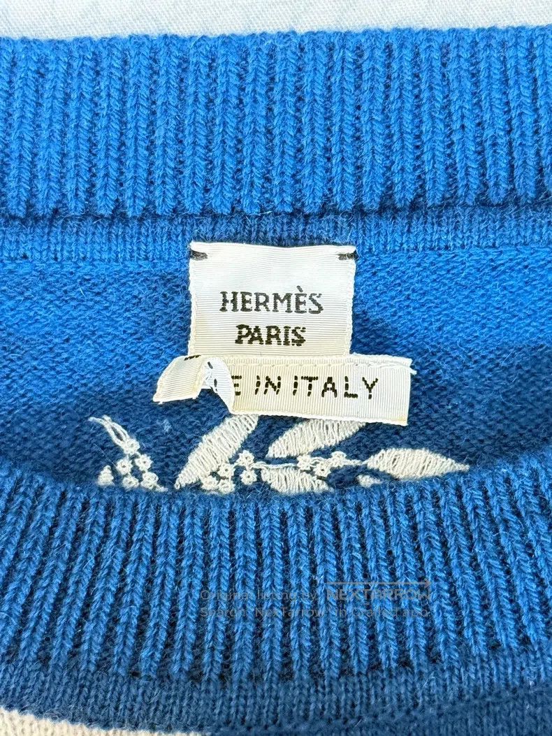 Hermes Hermes Cashmere sweater, blue, white, and yellow chain pat Size XS / US 0-2 / IT 36-38 - 6 Thumbnail