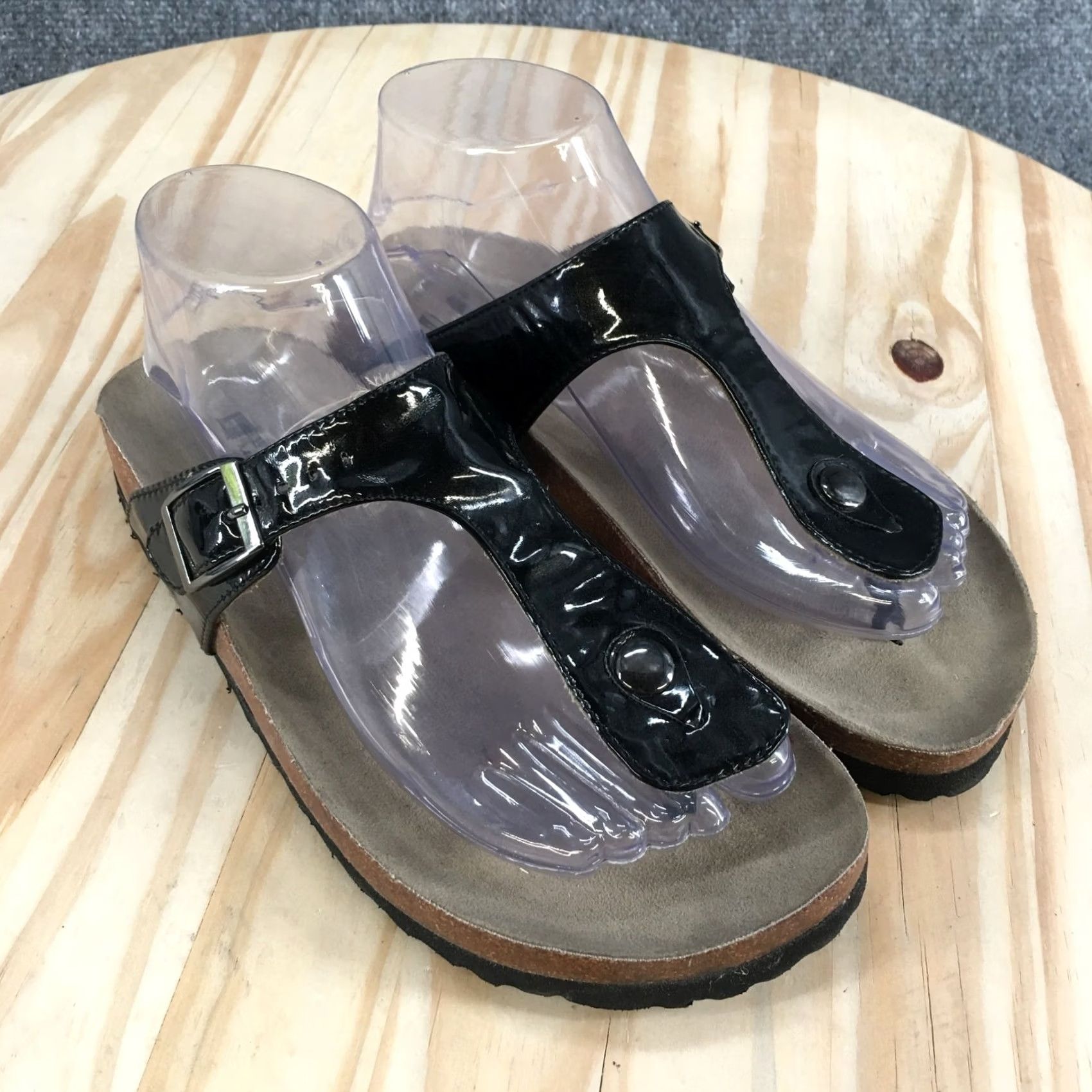 Vintage White Mountain Sandals Womens 7M Chicory Thong Black Slip On Casual W16970Z Size US 7 / IT 37 - 3 Thumbnail