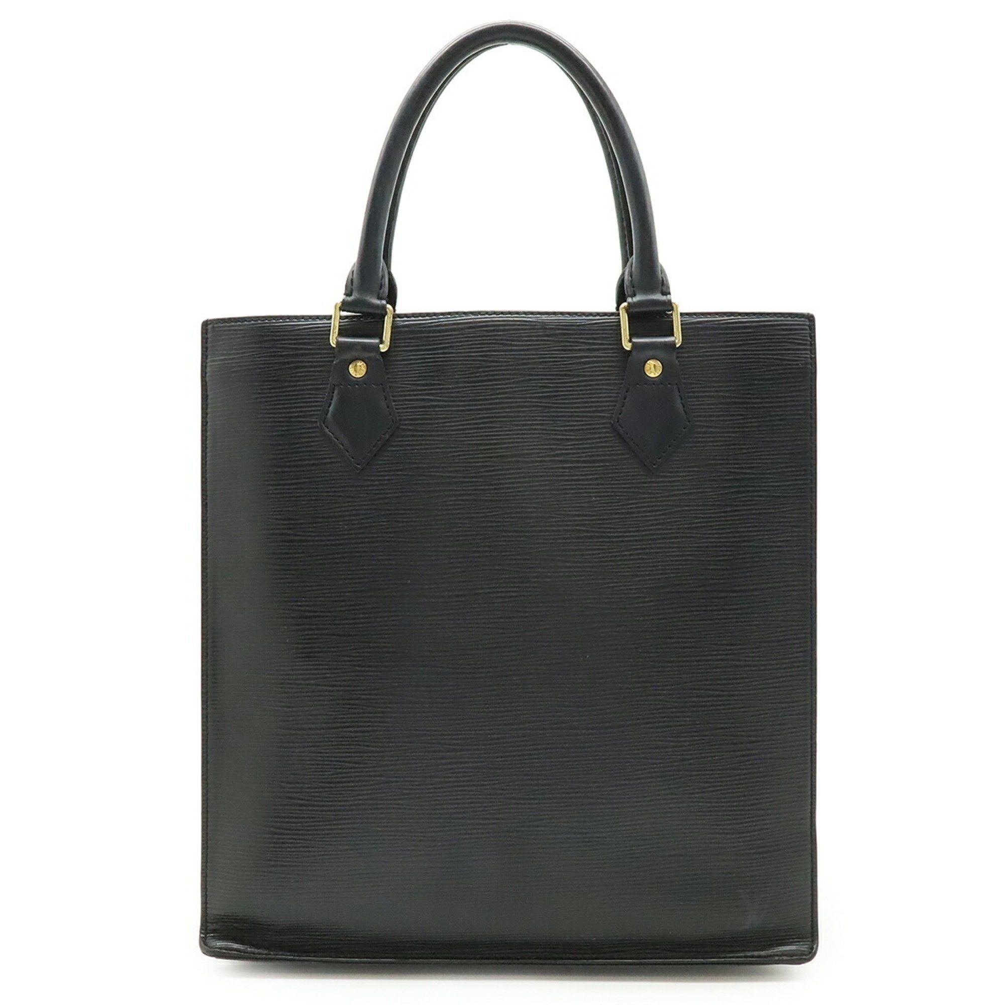 Louis Vuitton Epi Sac Plat Pm Tote Bag Handbag Square Leather Noir Black M52742, Women's