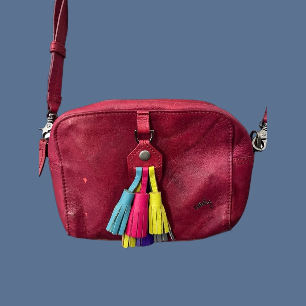 Vintage Velez Leather Handbag Crossbody Red Tassels Adjustable Strap Crossbody Women Medium Red Leather Bag - Velez Size ONE SIZE - 1 Thumbnail