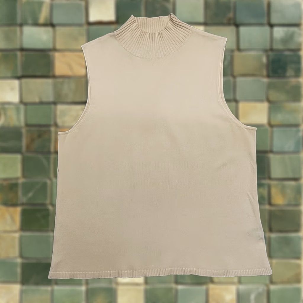 Vintage Josephine Chaus Top Women L Cream Sleeveless Silk Blend Classic Capsule Wardrobe Shirt Size L / US 10 / IT 46 - 1 Thumbnail