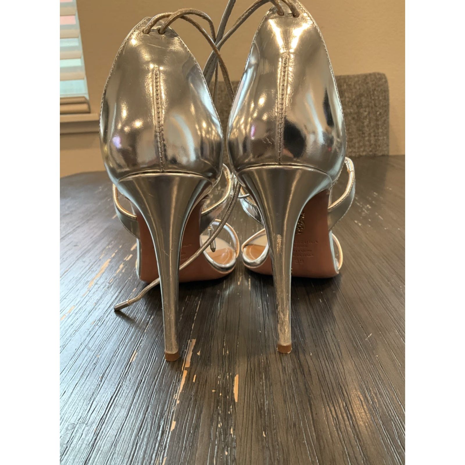 Aquazzura Aquazzura Sandal Main Selling Point Brand: Aquazzura, Model Linda 105 Silver Leather Ankle Tie High-Heel Sandals Size 39 US 8 Womens Men’s? Size US 8 / IT 38 - 3 Thumbnail