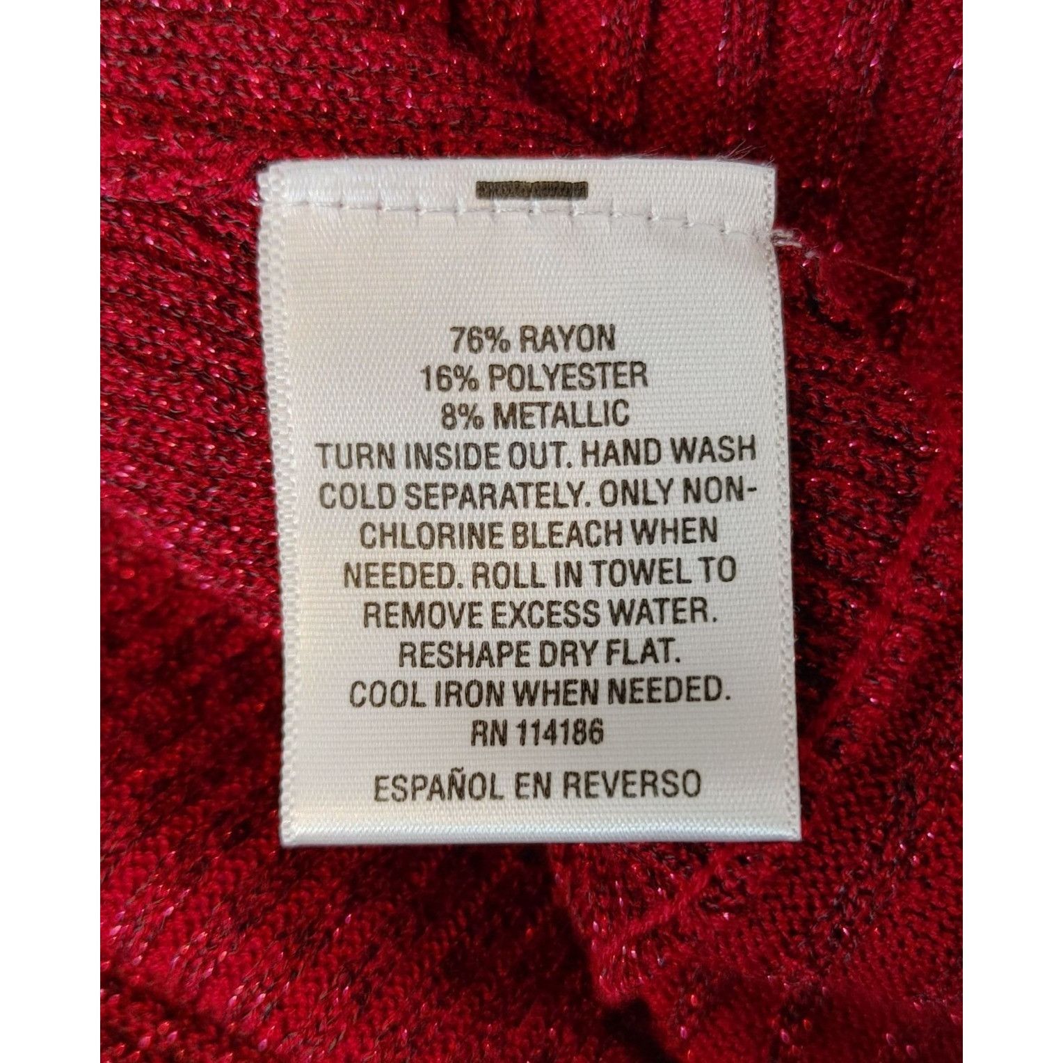 Other JM COLLECTIONS Petite Women L Red Long Sleeve Shimmer Knit O Size L / US 10 / IT 46 - 4 Thumbnail