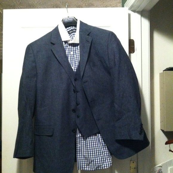 Joseph Abboud JOSEPH ABBOUD MEN'S 55%LINEN 45%RAYON 2PC COAT+VEST SIZE:42R Size 42R - 3 Thumbnail