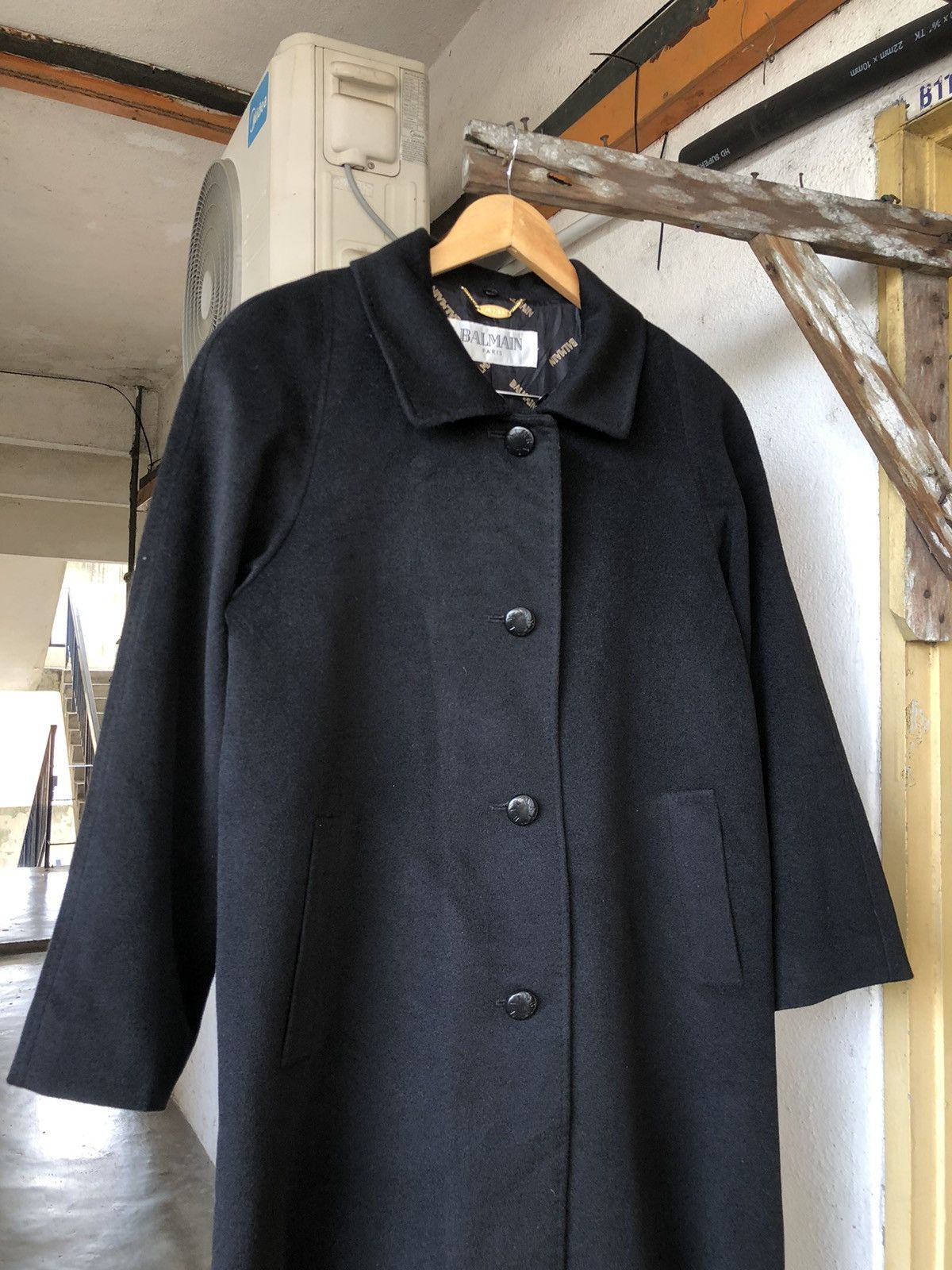 Balmain Authentic🔥 Balmain Cashmere Wool Long Coat Black Size L / US 10 / IT 46 - 17 Thumbnail