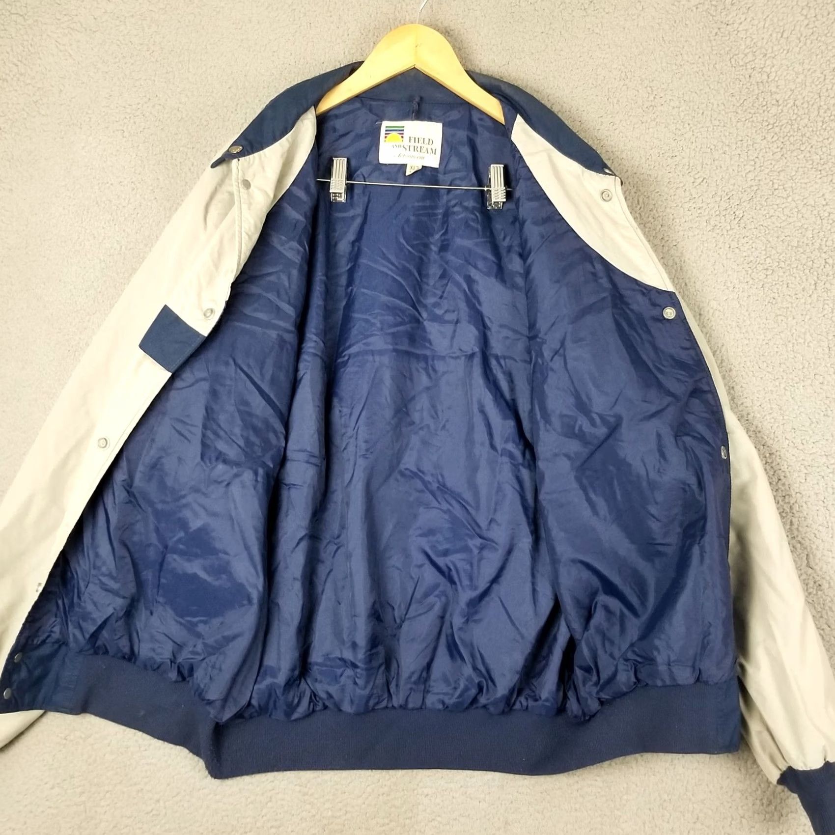 Vintage VINTAGE Field & Stream Bomber Jacket XLT Tall Gray Blue Stripe Pockets Lined Jacket Mens 80s 90s Outdoor Retro Size US XL / EU 56 / 4 - 6 Thumbnail