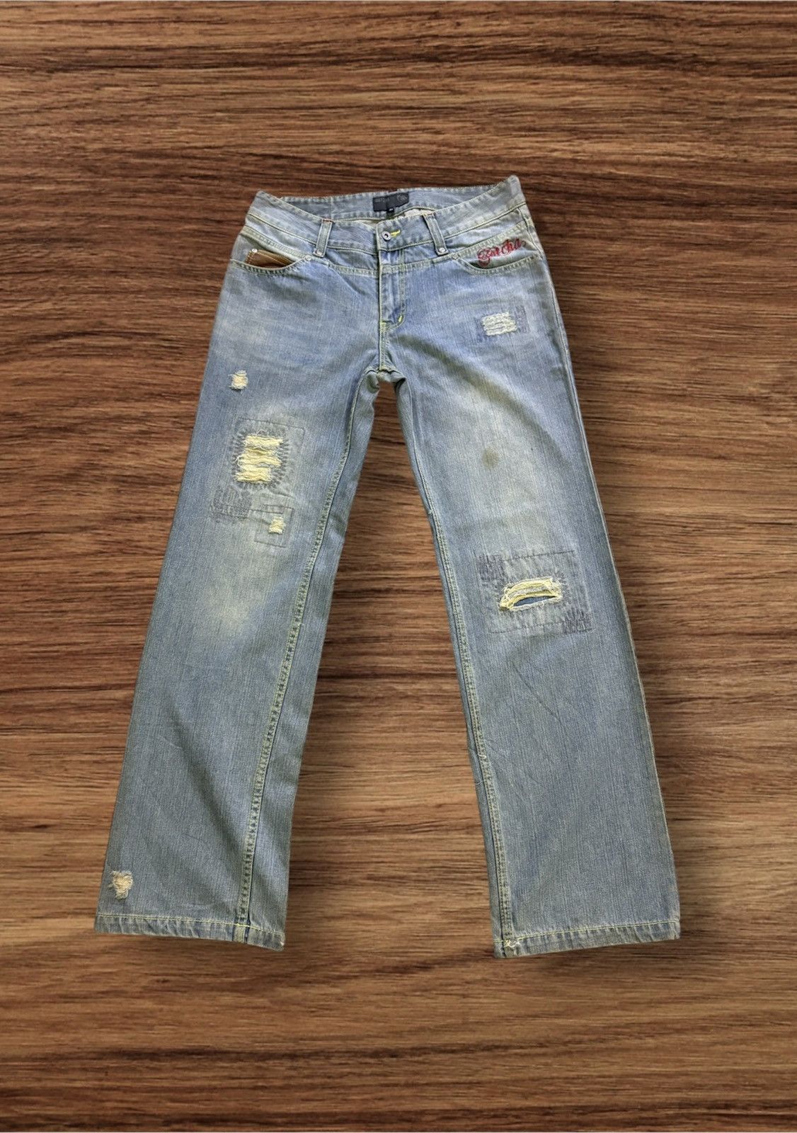 Gotcha × Vintage Vintage Japanese Brand Gotcha Back Side Leather Pocket Denim Size US 31 - 2 Thumbnail