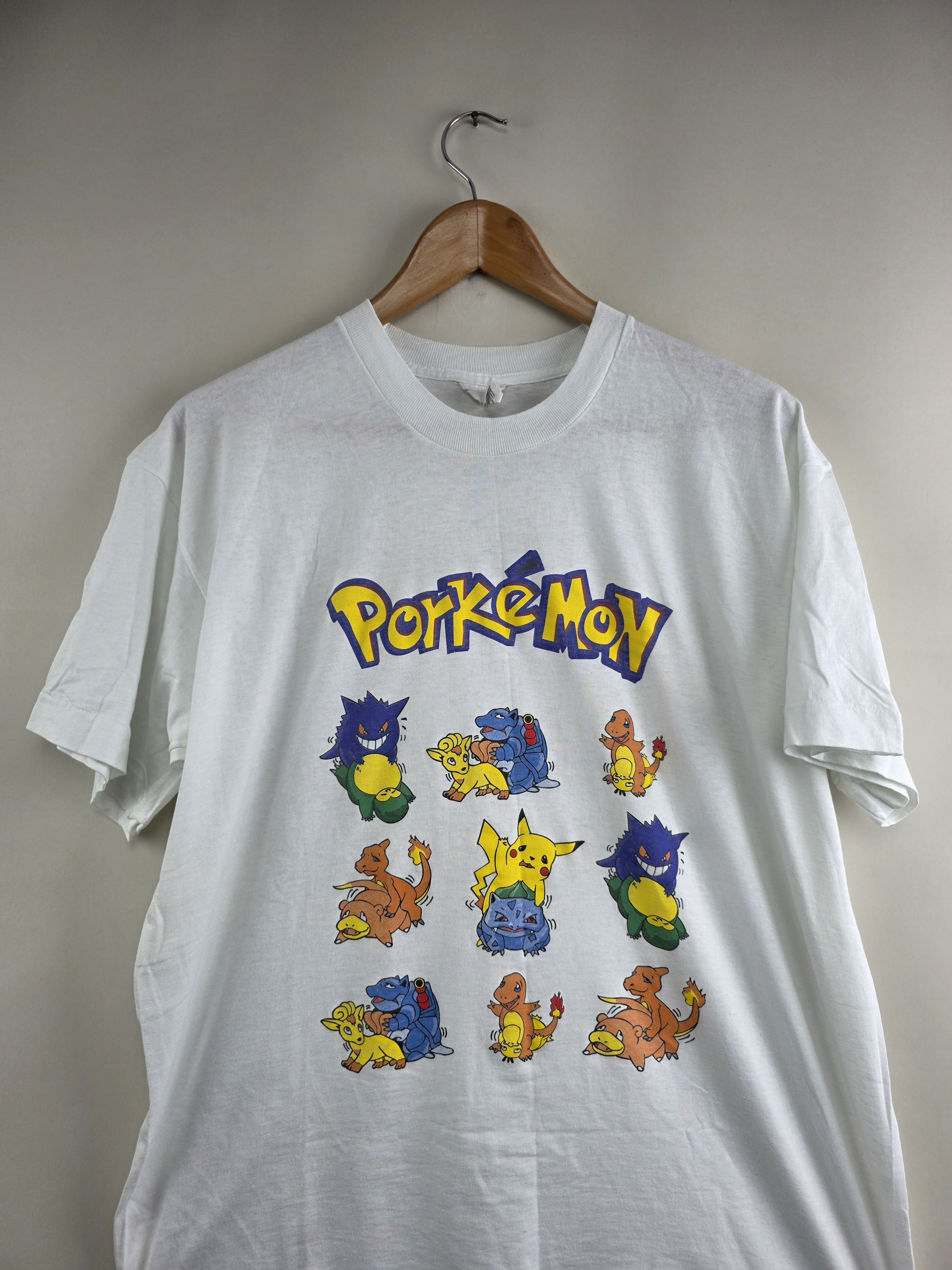 Anime 90s Pokémon Porkémon Anime Tee L 22" 28.5" Size US L / EU 52-54 / 3 - 2 Thumbnail
