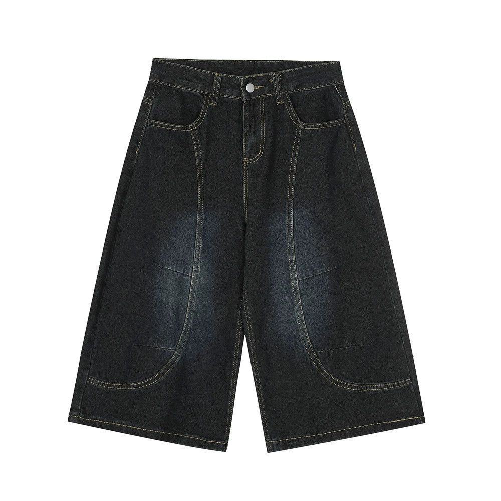 Japanese Brand × Jean Men's loose street washed casual letter print denim shorts Size US 32 / EU 48 - 2 Thumbnail