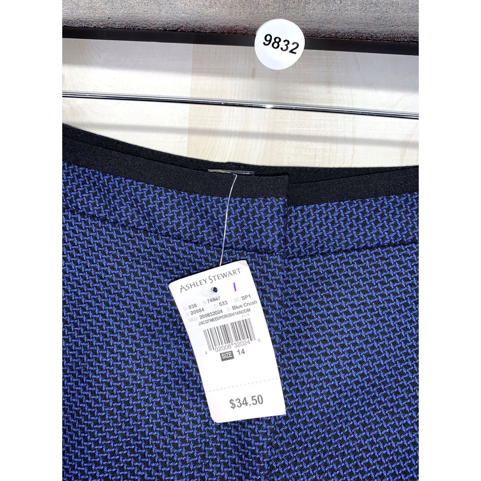 Vintage Ashley Stewart Jacquard Tweed Blue Trouser Pant Womens 14 NWT-9832 Size 36" / US 14 / IT 50 - 2 Thumbnail