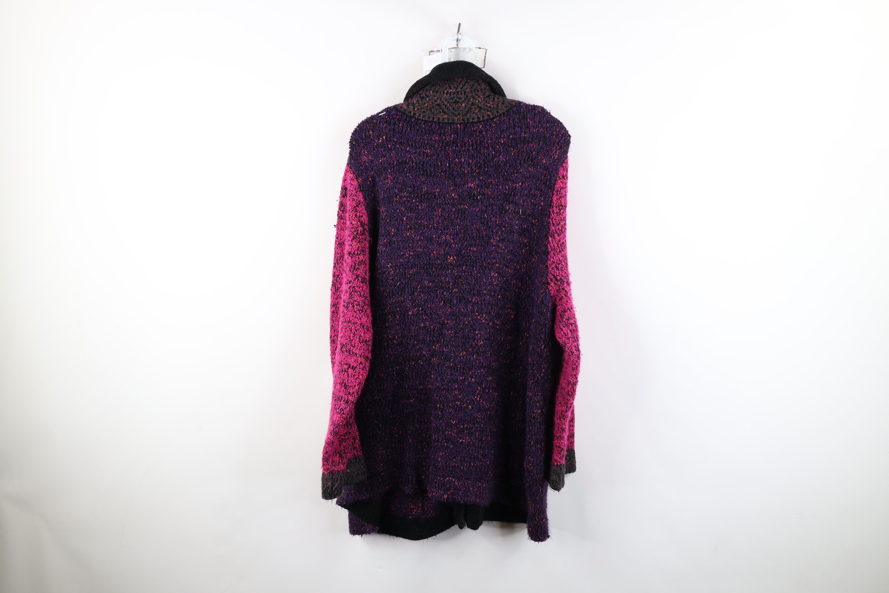 Vintage Vintage 90s Lagenlook Big Button Collared Cardigan Sweater Size 3XL / US 20-22 - 12 Thumbnail