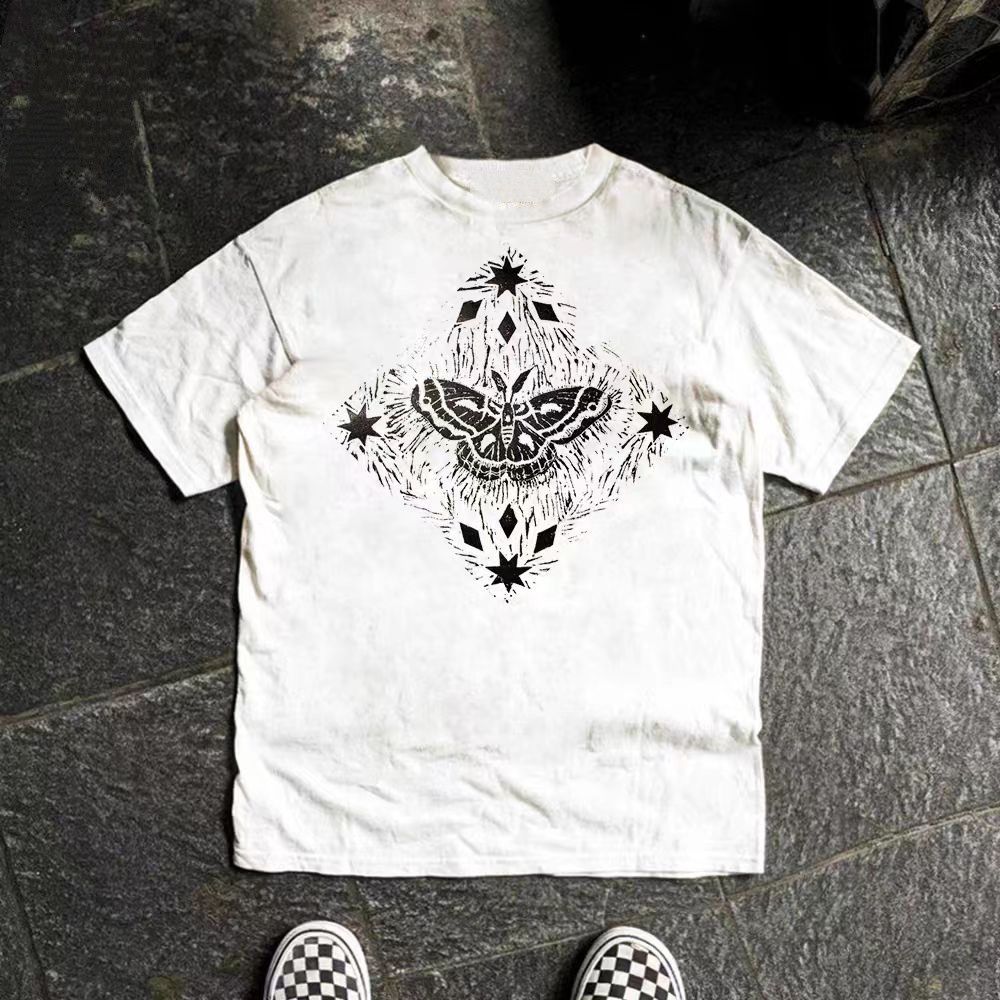 Vintage White casual retro butterfly print t-shirt Size US M / EU 48-50 / 2 - 1 Thumbnail