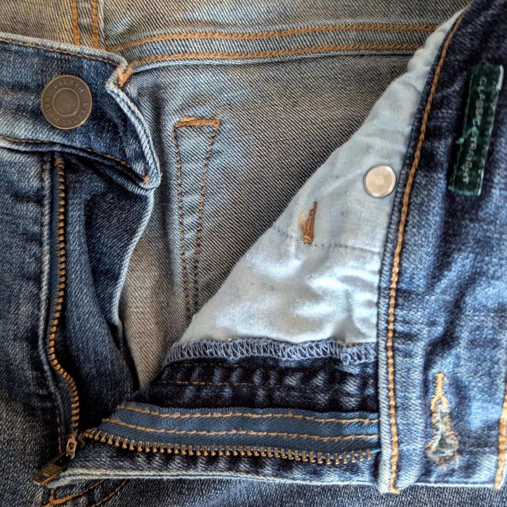 Ralph Lauren Lauren Ralph Lauren Jeans Straight Leg Denim Womens 6 Tall Medium Wash Blue 5-Pocket Pockets Zip Button Leather Patch Vintage No N/A Size 28" / US 6 / IT 42 - 5 Thumbnail