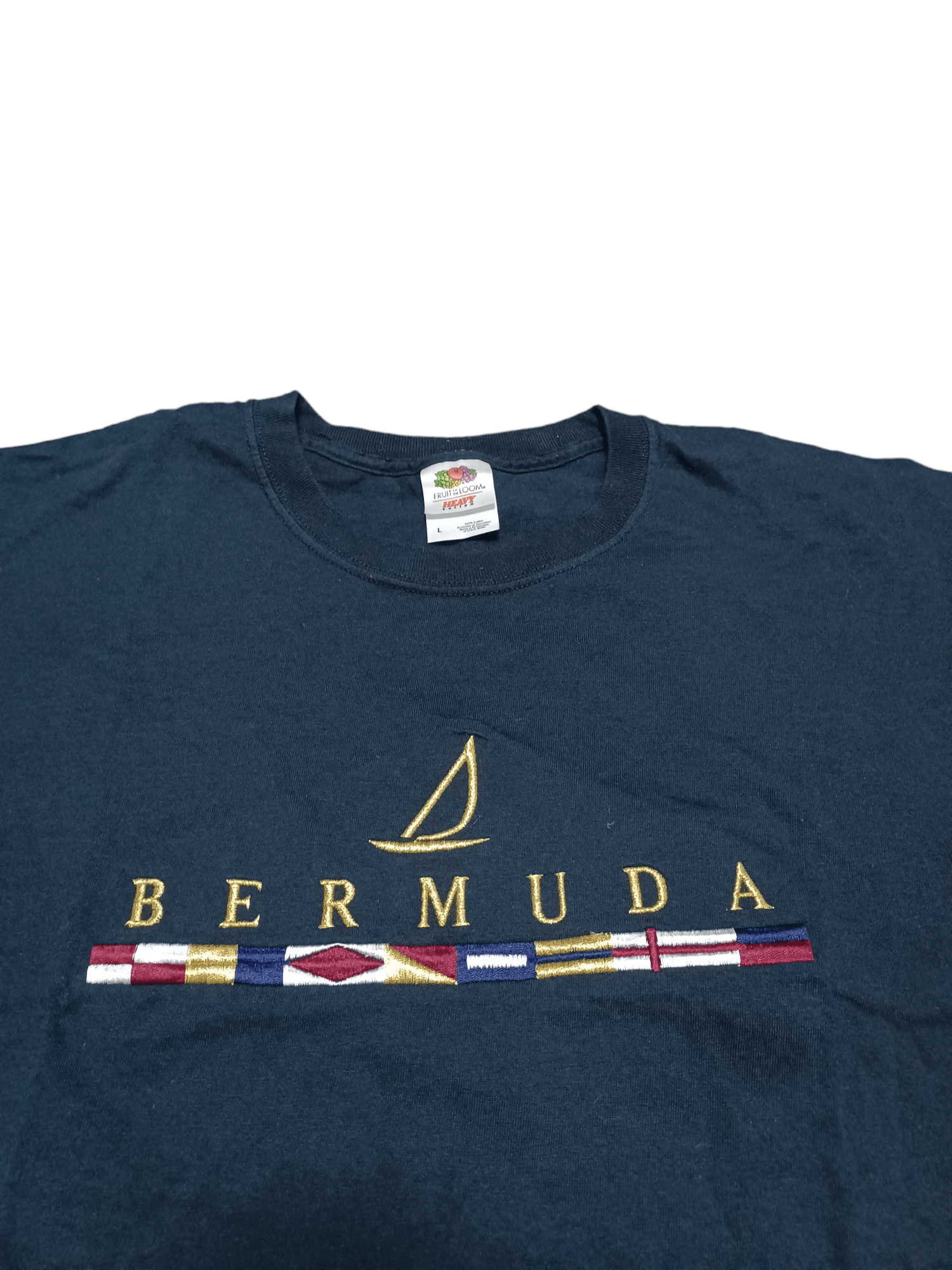 Fruit Of The Loom VINTAGE 90S FOTL EMBROIDERED LOGO BERMUDA TEE Size US L / EU 52-54 / 3 - 3 Thumbnail