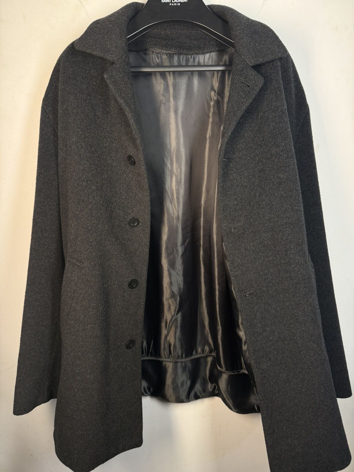 Yves Saint Laurent Wool YSL Coat Soft Grey Vintage Winter Jacket 90s Size US L / EU 52-54 / 3 - 1 Thumbnail