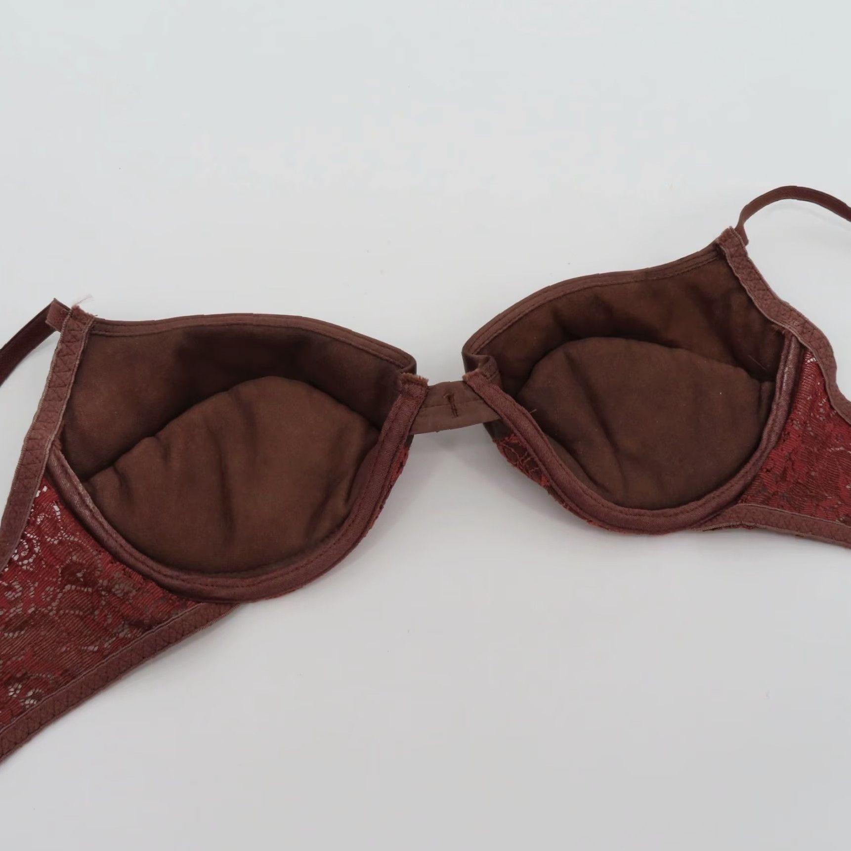Vintage VTG Maidenform Bra 36B Rendezvous Underwire Padded Lace Brown Satin Bow Size ONE SIZE - 7 Thumbnail