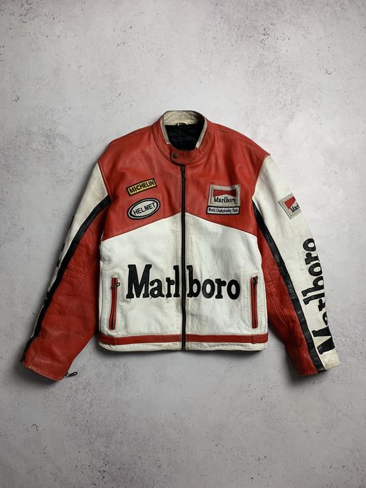 Vintage Vintage Malboro Leather Racing Nascar Jacket L Very Rare | Grailed