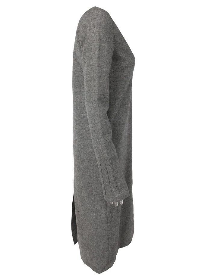 Maison Margiela Maison Margiela Dark V-neck gray twill dress Size XS / US 0-2 / IT 36-38 - 3 Thumbnail