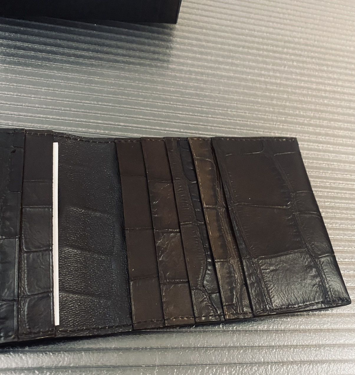 Giorgio Armani Giorgio Armani 🇮🇹 croc espresso leather 8 card wallet NEW Size ONE SIZE - 7 Thumbnail