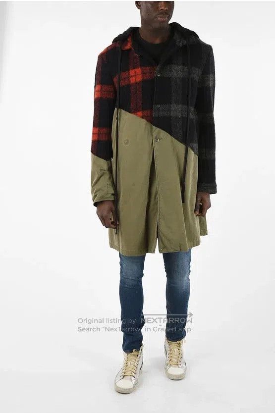Greg Lauren Greg Lauren Red and black cashmere blend patchwork overcoa Size US M / EU 48-50 / 2 - 1 Thumbnail
