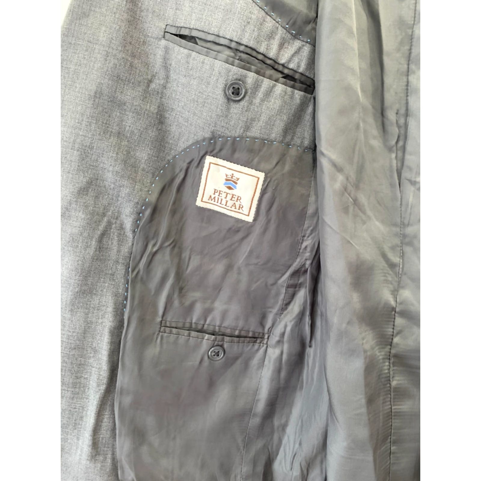 Peter Millar Peter Millar Blazer Mens 42R Gray Wool Sport Coat Canada 100% Wool Two Button Full Lined Adult Mens 44 Chest Size 42R - 7 Thumbnail