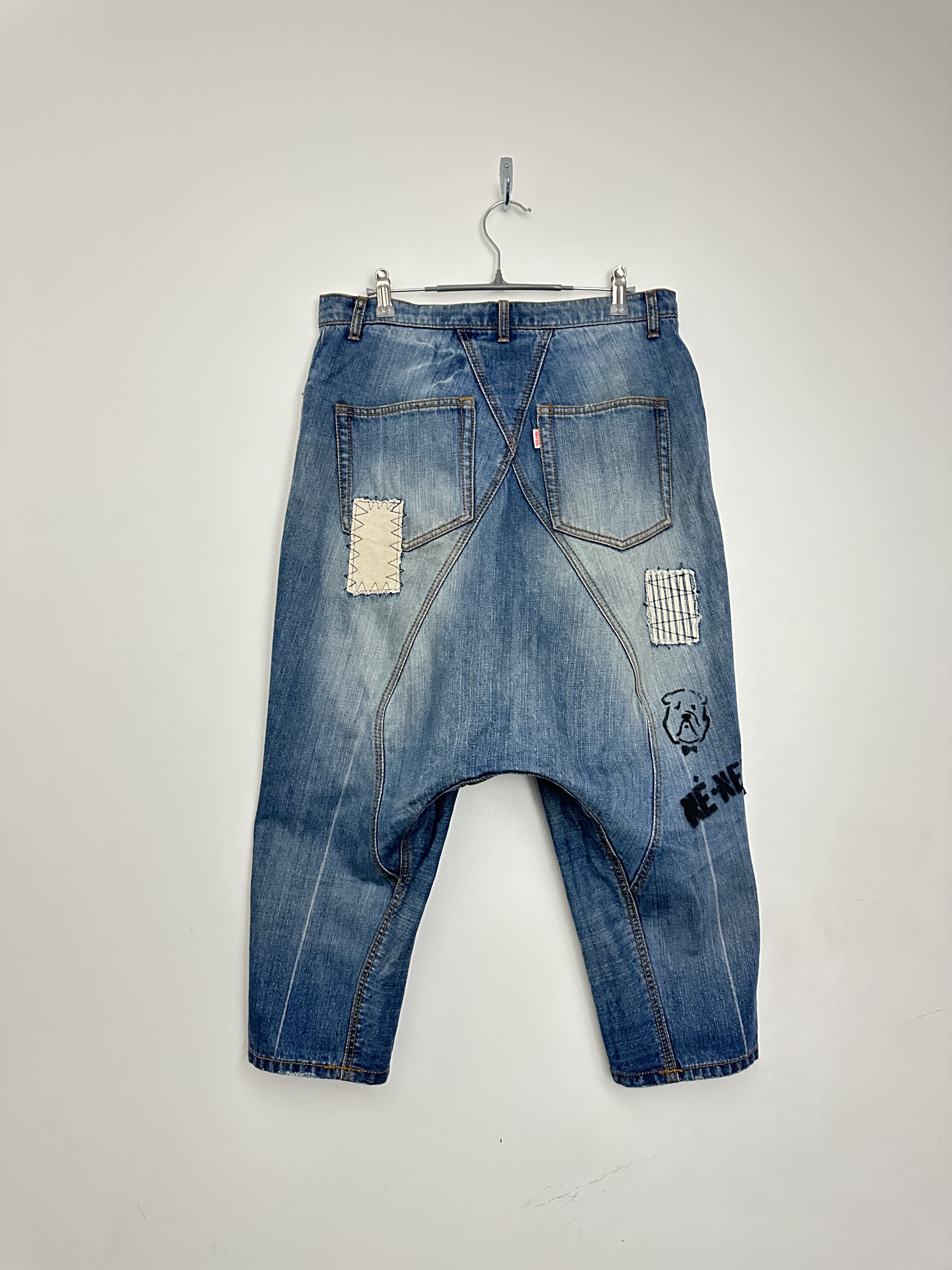 Ne-Net Ne-Net BORO SASHIKO DENIM CROPPED JEANS Size US 32 / EU 48 - 2 Thumbnail
