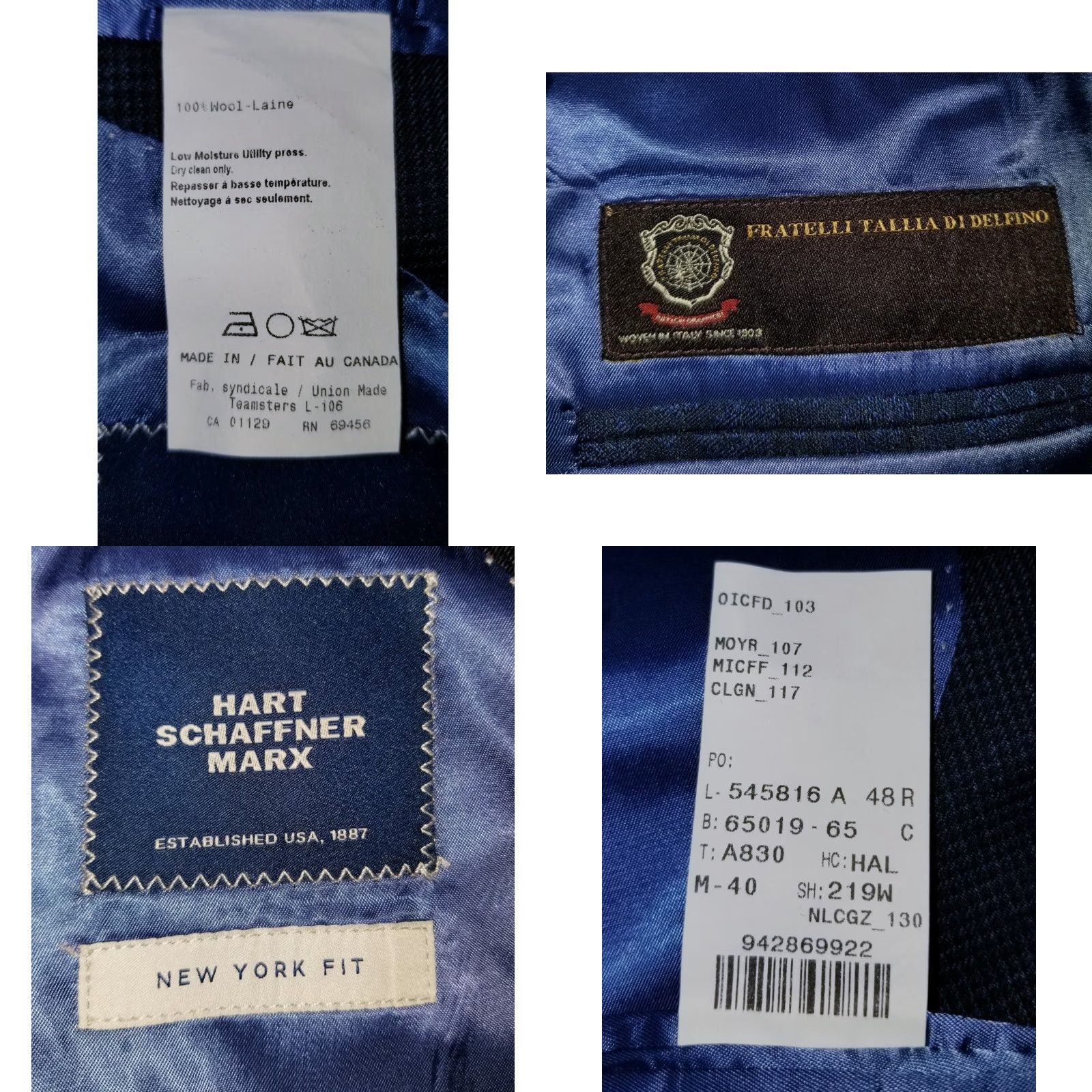 Hart Schaffner Marx Hart Schaffner Marx New York Fit 48R Blue Check 2-Piece Suit Jacket Pants XS? Size 48R - 9 Thumbnail