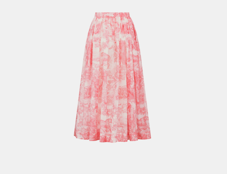 Dior o1w1db10925 441J90 Midi Skirt in White/Candy Pink Size 25" / US 0 / IT 36 - 2 Thumbnail