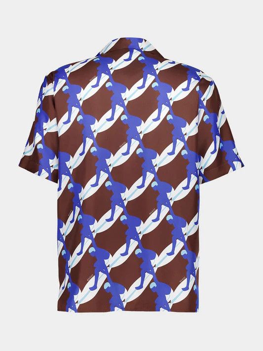 Gucci o1la5ras0426 Printed Silk Bowling Shirt in Multicolor Size US L / EU 52-54 / 3 - 2 Thumbnail