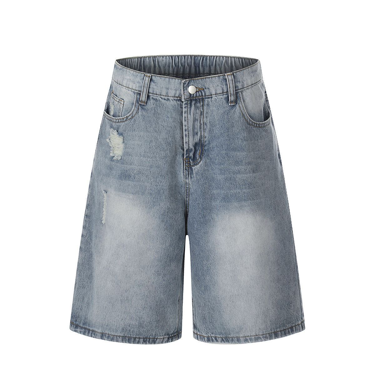 Jean Retro washed men's ripped straight leg denim shorts Size US 32 / EU 48 - 1 Thumbnail