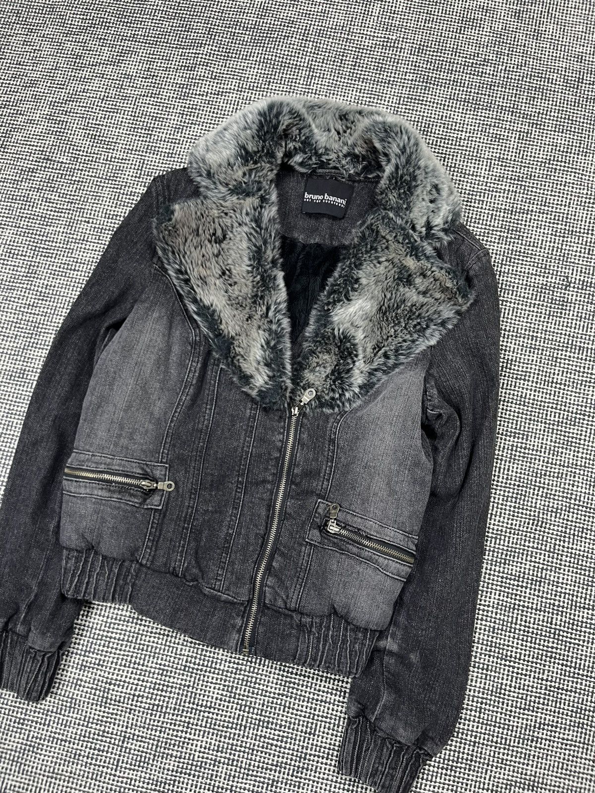 If Six Was Nine Faux fur denim zip up moto style jacket L.G.B. style Size M / US 6-8 / IT 42-44 - 3 Thumbnail