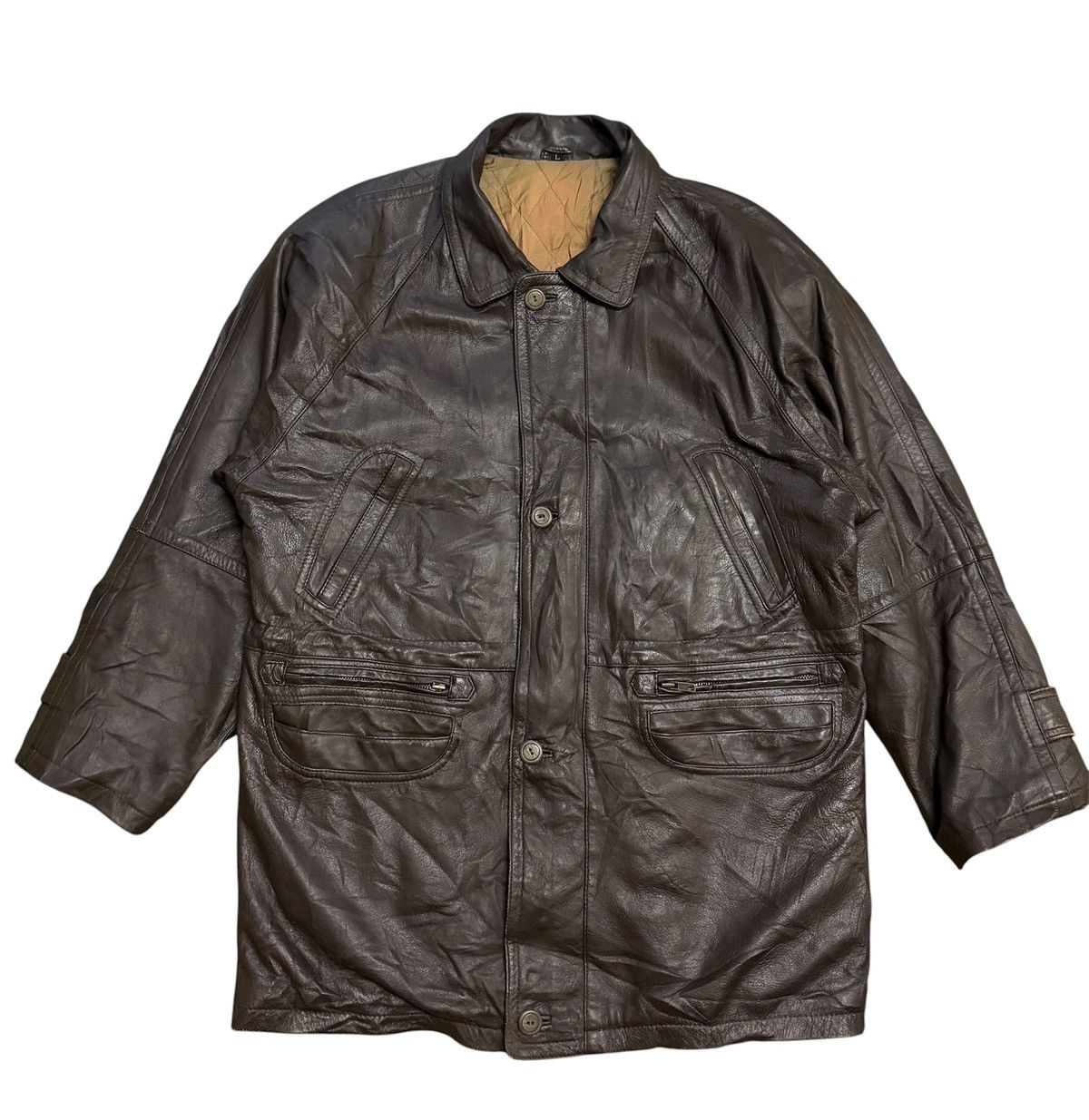Japanese Brand Long Jacket Leather Vintage 90s Size US L / EU 52-54 / 3 - 6 Thumbnail