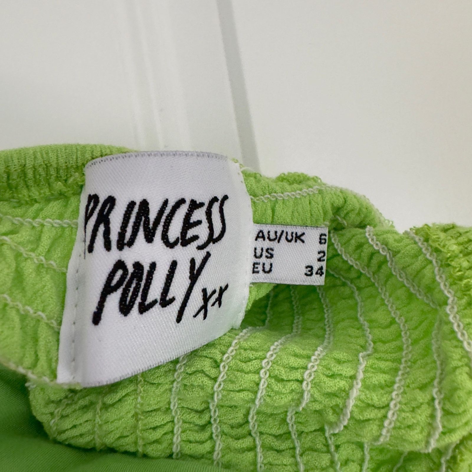 PRINCESS POLLY Princess Polly Darshan Top Lime cropped cinched ruched front Size XS / US 0-2 / IT 36-38 - 6 Thumbnail