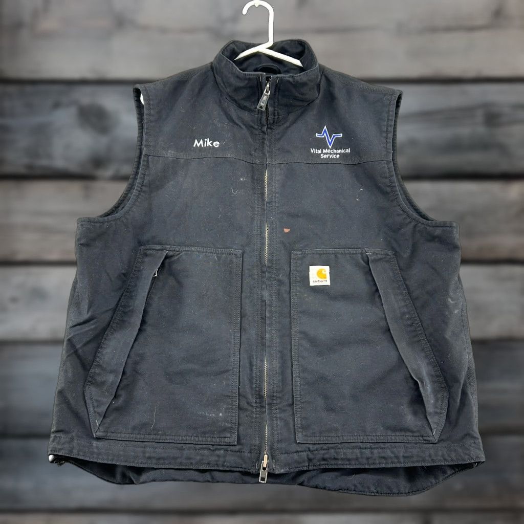 Carhartt VINTAGE Carhartt Vest Parka Mens XL Black Canvas Quick Duck Workwear Pockets Logo Size US XL / EU 56 / 4 - 1 Thumbnail