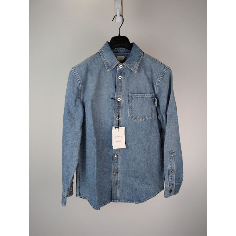 Bottega Veneta o1rshd1 Vintage Indigo Denim Shirt in Mid Blue Size US S / EU 44-46 / 1 - 1 Thumbnail