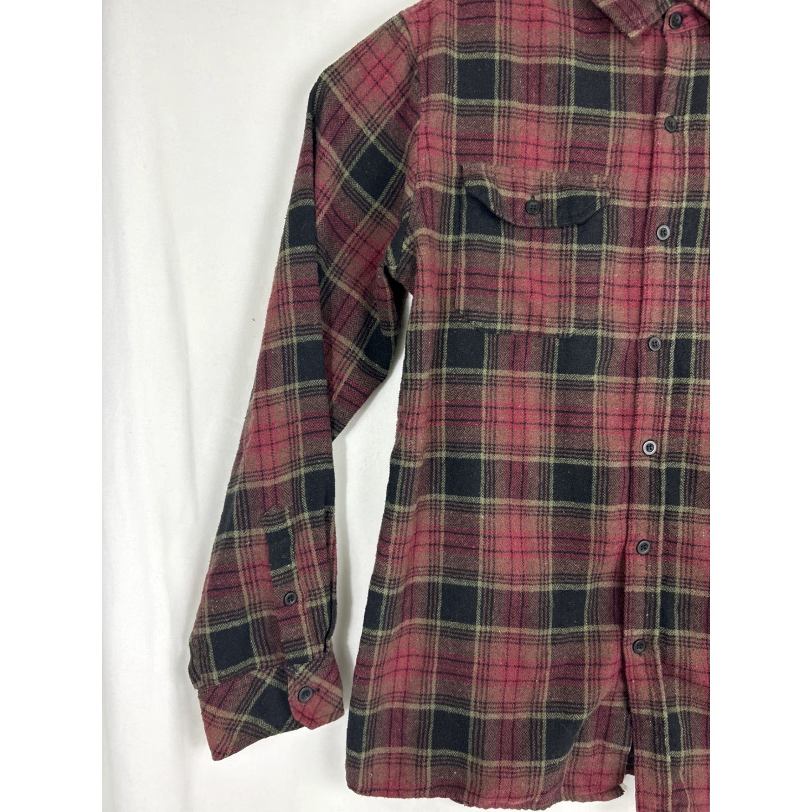 Stoic Stoic Mens Large Flannel Long Sleeve Shirt Plaid Crimson Cotton Blend Size US L / EU 52-54 / 3 - 2 Thumbnail