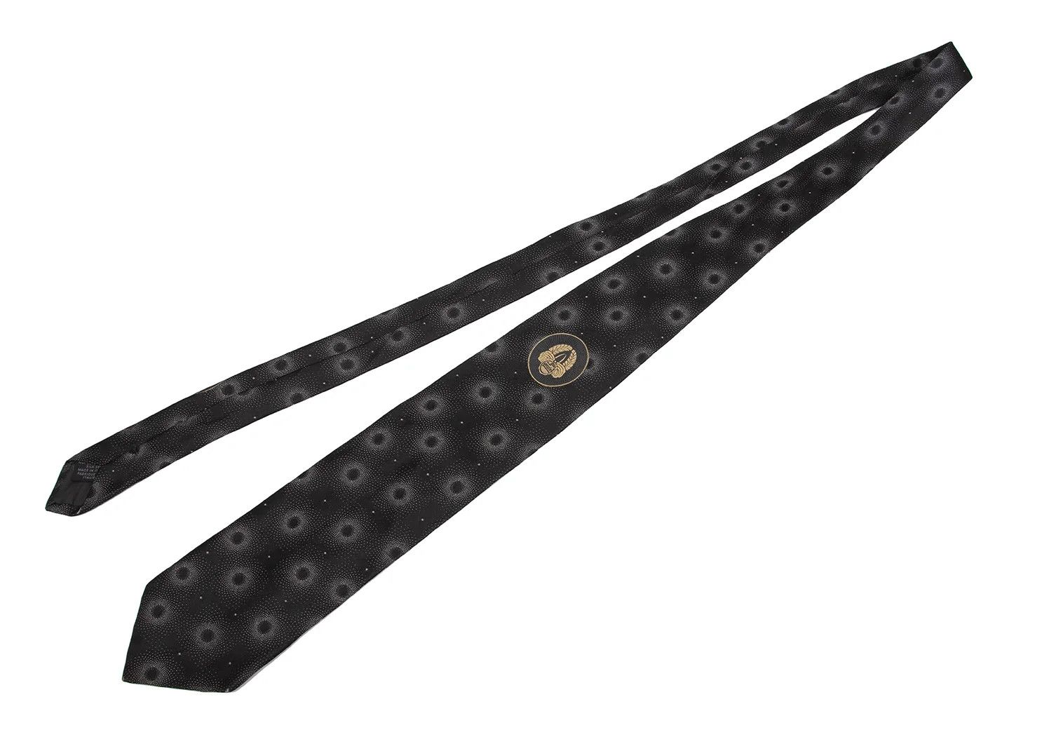 Jean Paul Gaultier Charcoal Polka Dot Embroidered Tie with Emblem Size ONE SIZE - 2 Thumbnail