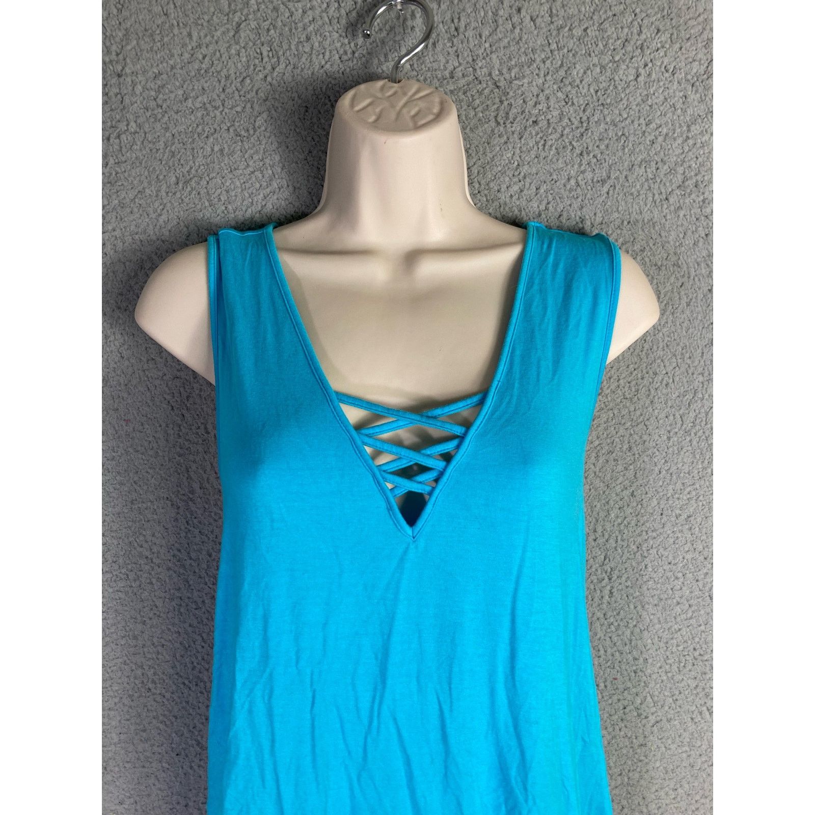 Other Women's 2XL Sleeveless V-Neck Criss Cross Tank Top Blue Size XXL / US 16-18 / IT 52-54 - 5 Thumbnail