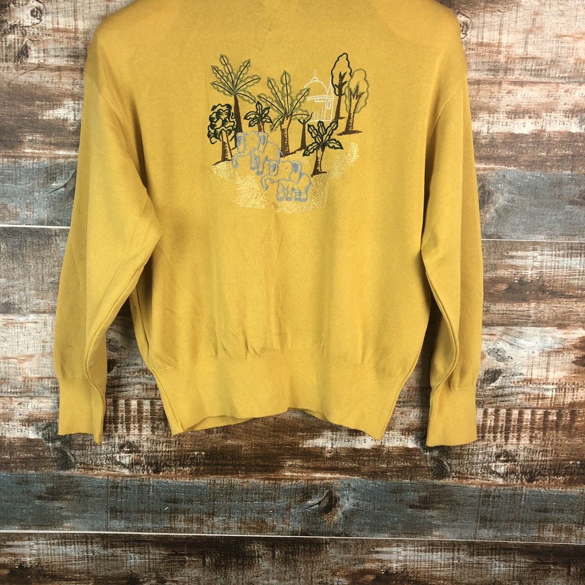 Japanese Brand × Vintage Eljuone elephant Yellow Cardigan Knitwear #A2284 Size M / US 6-8 / IT 42-44 - 15 Thumbnail
