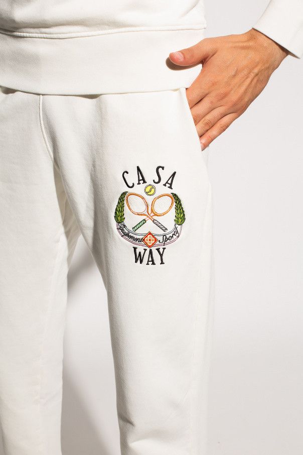 Casablanca White Embroidered Tennis Club Logo Sweatpants Size 28" / US 6 / IT 42 - 4 Thumbnail