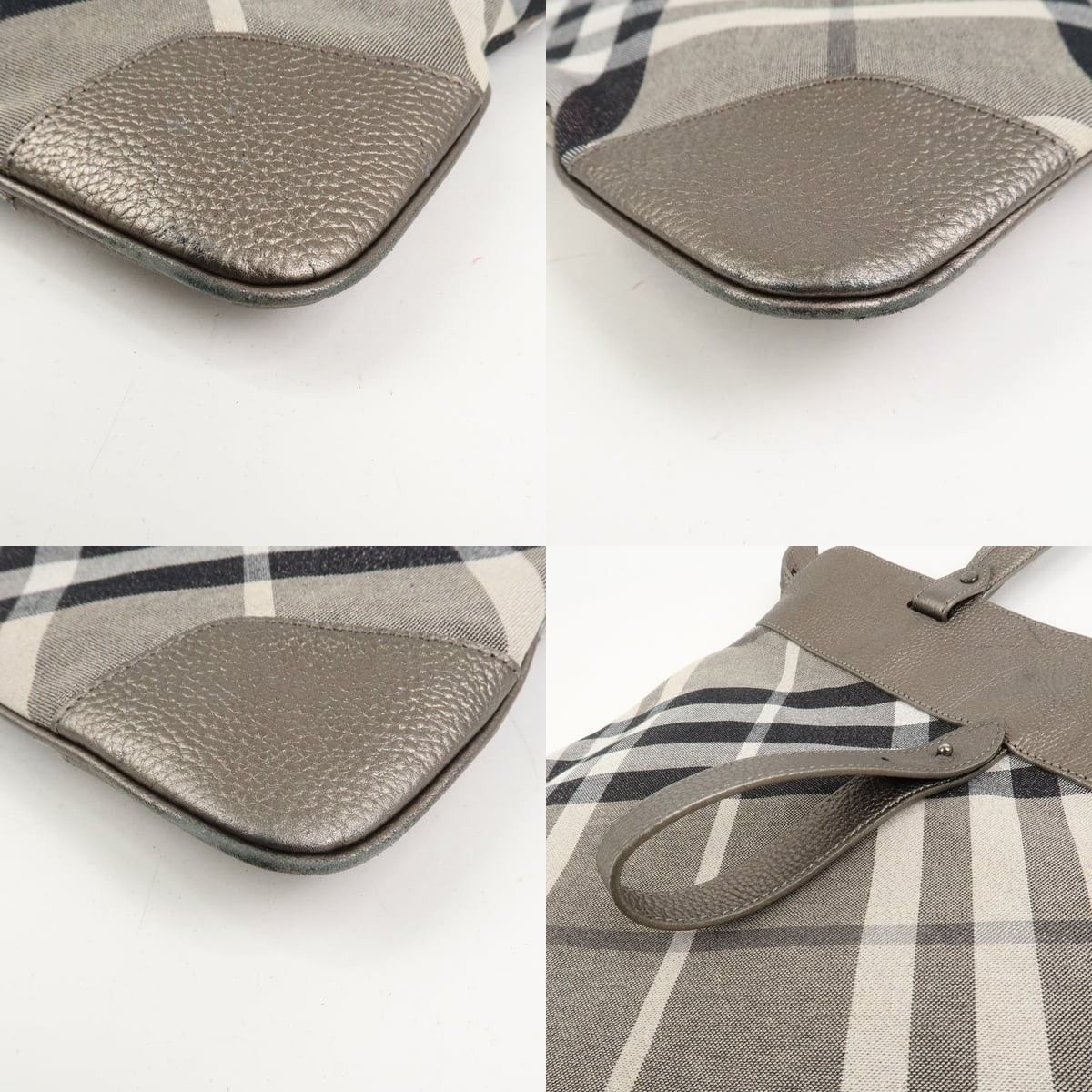 Burberry Burberry Nova Check Canvas & Leather Tote Gray Size ONE SIZE - 5 Thumbnail