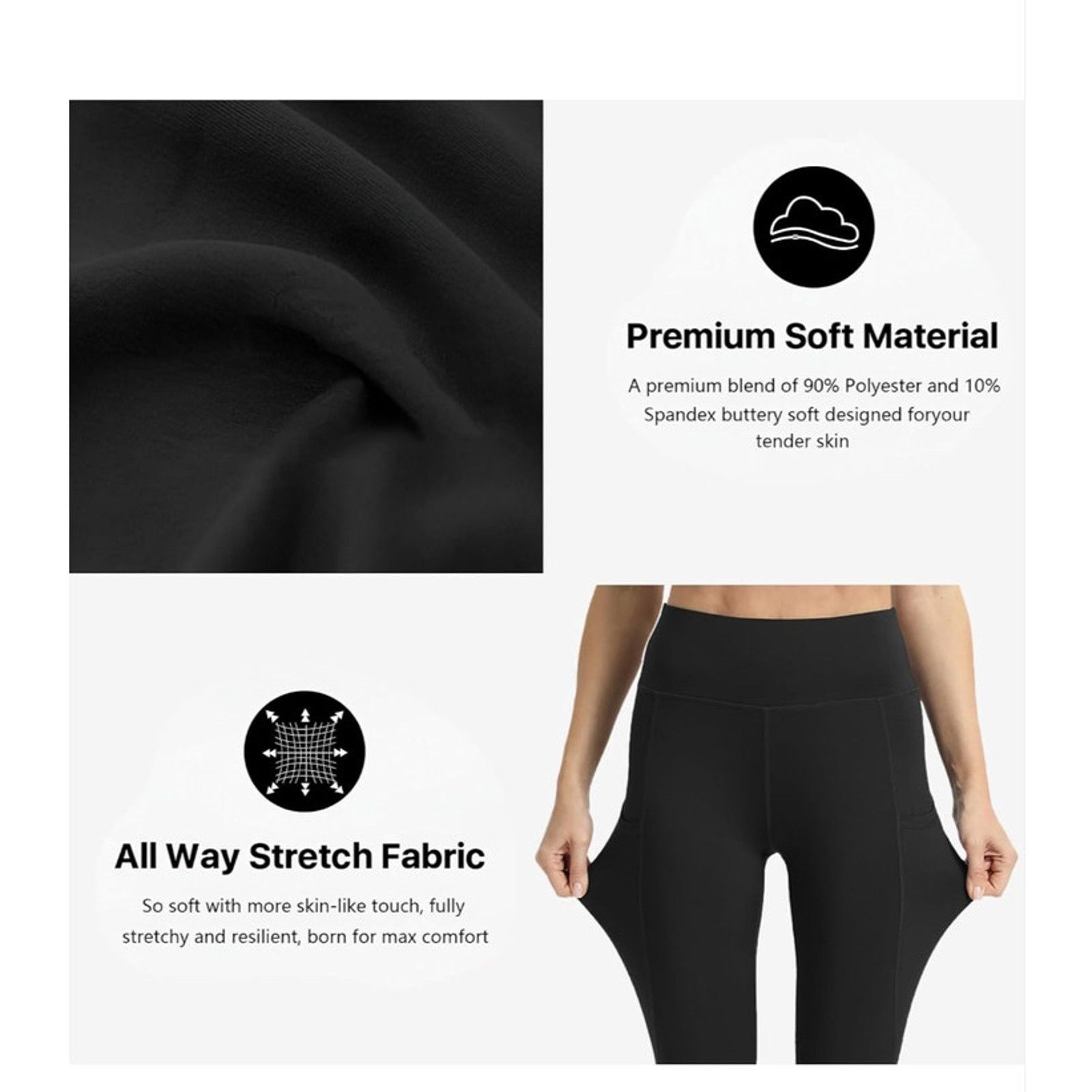 The Unbranded Brand 5XL High Waisted Yoga Leggings 4 PackTummy Control Pockets Size 42" / US 20 - 4 Thumbnail