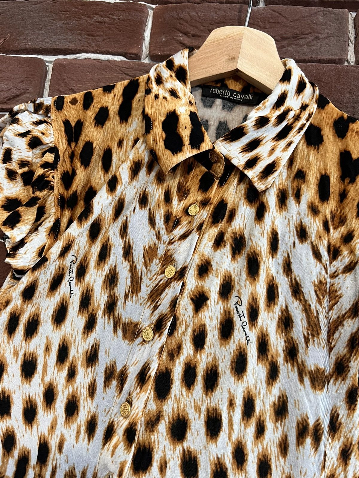 Rare Roberto Cavalli Leopard Print Button Shirt Designer S
