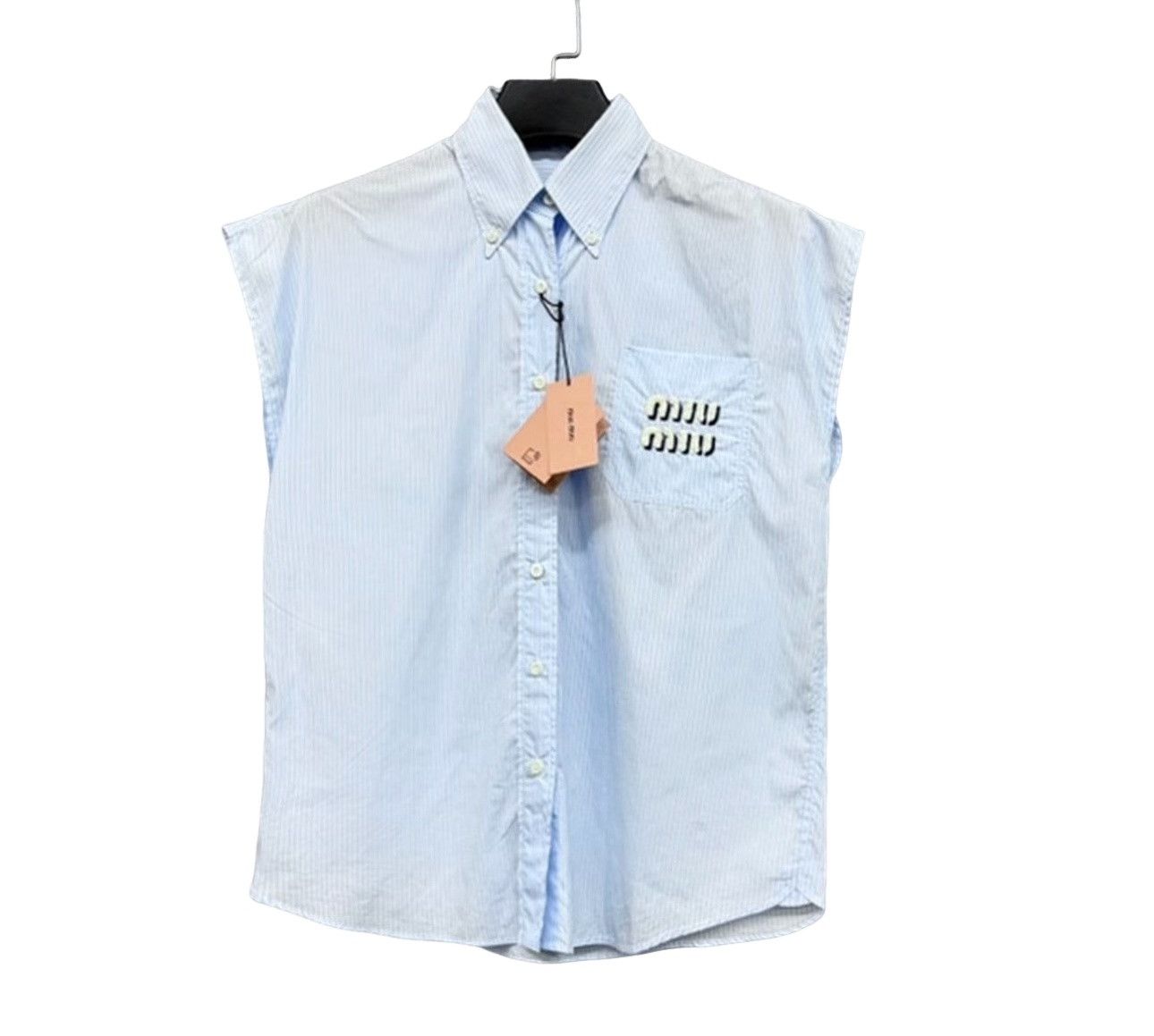 Miu Miu Miu Miu Striped Logo Sleeveless Shirt 36 Size XS / US 0-2 / IT 36-38 - 1 Thumbnail