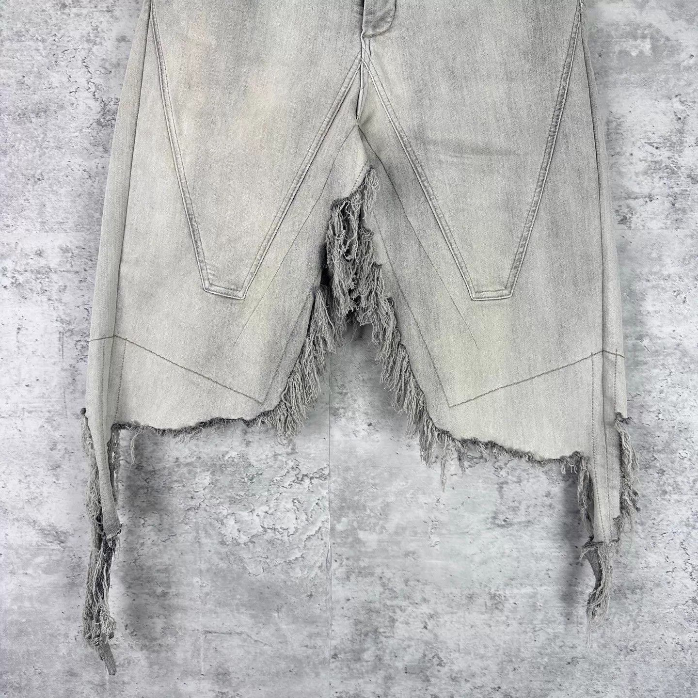 Rick Owens Rick Owens LGray Distressed Denim Skirt Pants 29 Size 29" - 3 Thumbnail