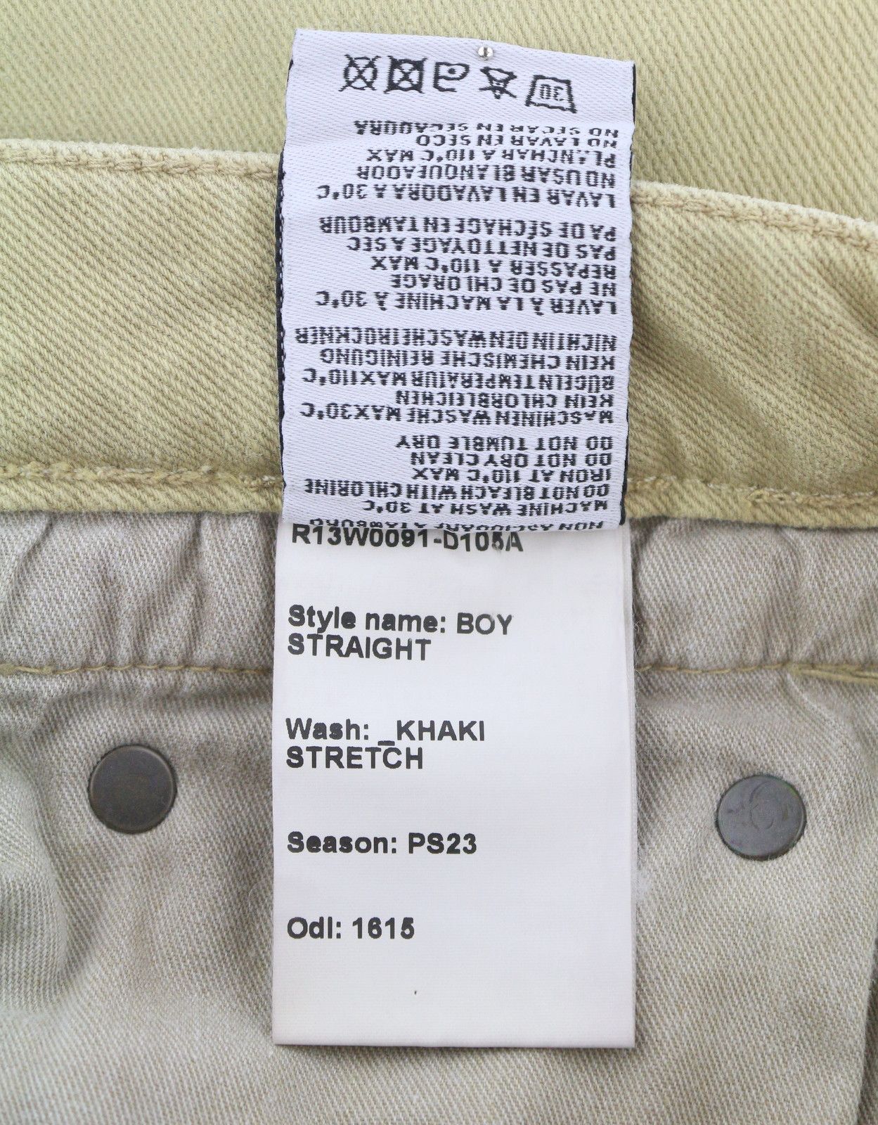 R13 BOY STRAIGHT 24 Khaki Stretchy Faded Ankle Casual 86293 Size 24" / US 00 / IT 34 - 10 Thumbnail